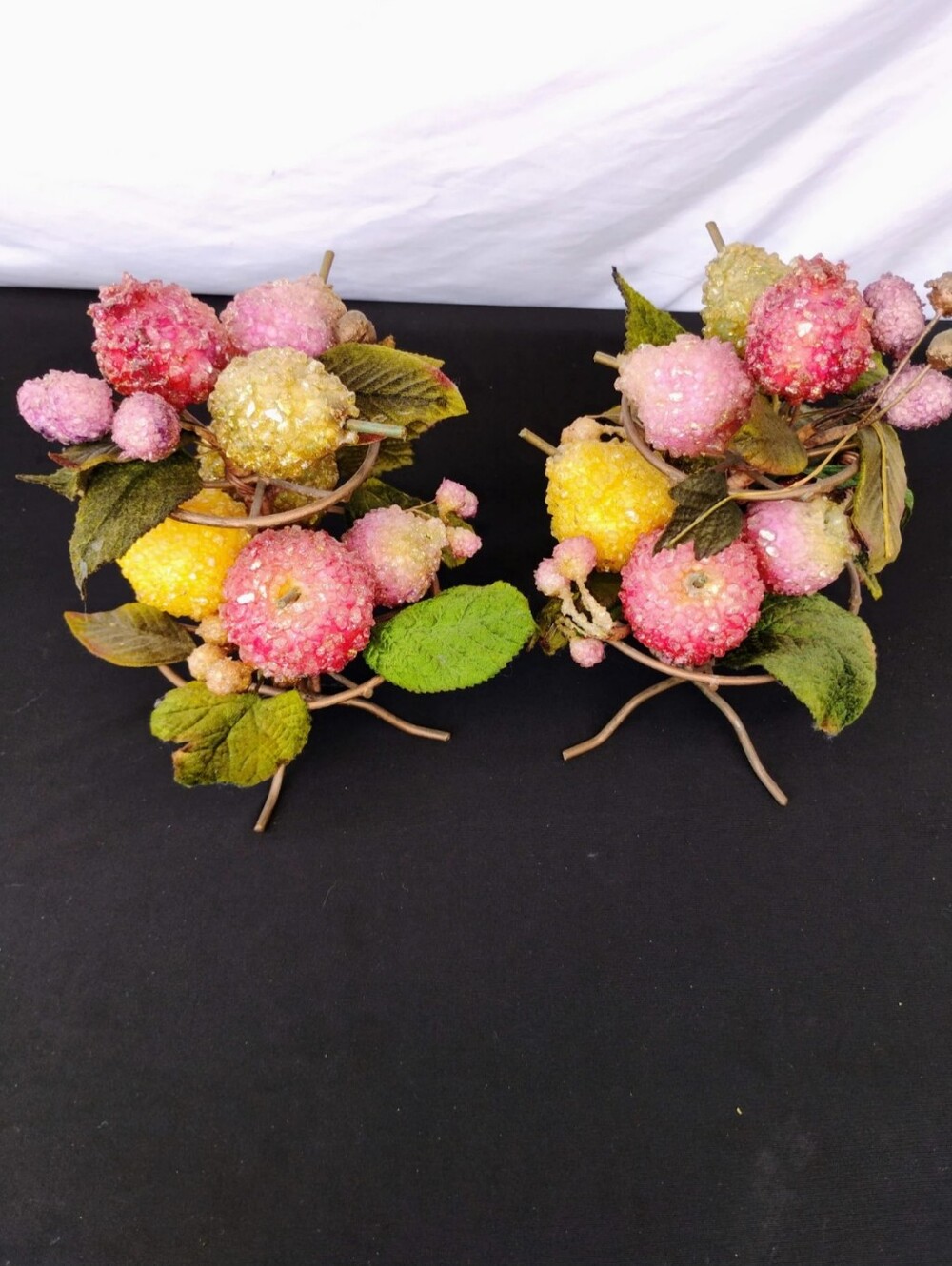 vintage MCM sugared fruit topiaries